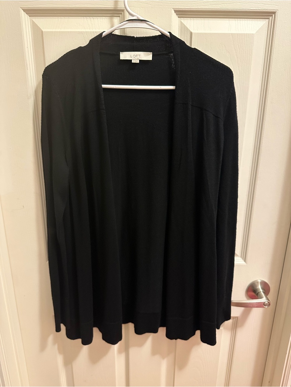 LOFT Black Open Cardigan Lightweight Draped Knit